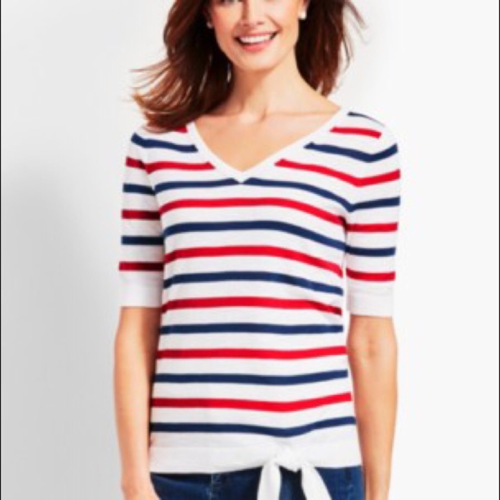 Relaxed tie-front short-sleeve sweater